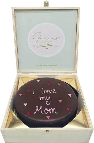 Sachertorte in Holzbox - I Love My Mom -  15cm